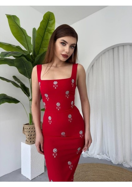 Runiquehome Ners Taş Detaylı Elbise