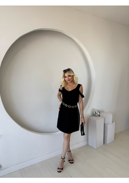 Runiquehome Kadın Askılı Soğuk Omuz Detaylı Modal Elbise fiyatları