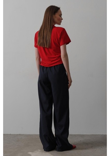 Runiquehome Beli Lastikli Bol Paça Pantolon - Lacivert fırsatları