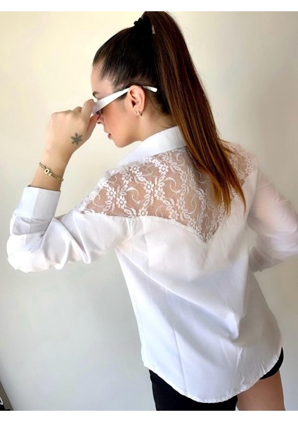 Runiquehome Kadın Püskül Detay Poplin Gömlek Bluz Fırsat Ürün