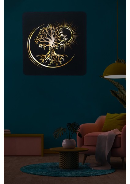 LED Işıklı Ağaç Güneş Temalı Tablo Duvar Dekorlu Gece Lambası fiyatları