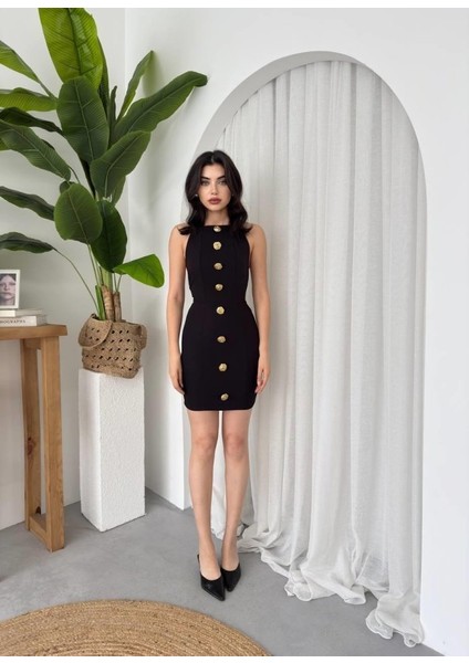 Runiquehome Katalina Gül Düğmeli Elbise