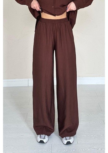 Runiquehome Kahverengi Alice Gömlek ve Bol Kesim Pantolon Takım fırsatları