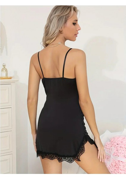 Runiquehome Dantel ve Büzgülü Detay Askılı Sandy Kumaş Gecelik indirimleri