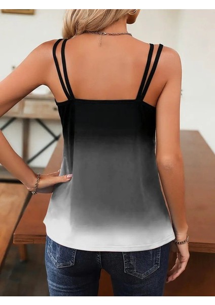 Runiquehome Kadın Askılı Yuvarlak Yaka Süprem Bluz