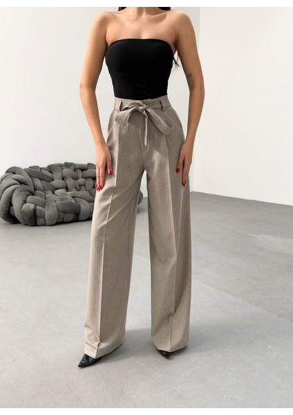 Runiquehome Sante Çi̇zgi̇li̇ Bel Kuşakli Palazzo Pantolon fırsatları