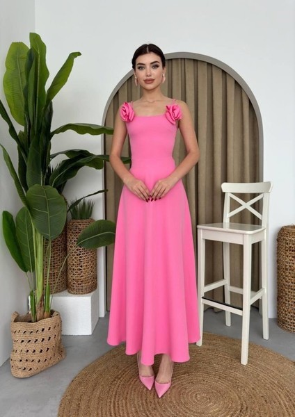 Runiquehome Matilda Gül Ip Askılı Elbise
