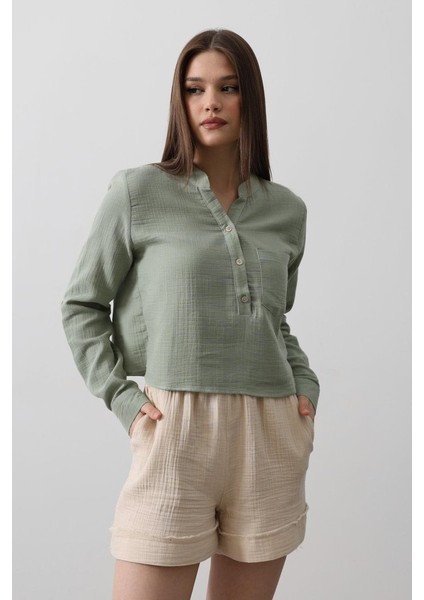 Runiquehome Cepli Hakim Yaka Bluz - Haki