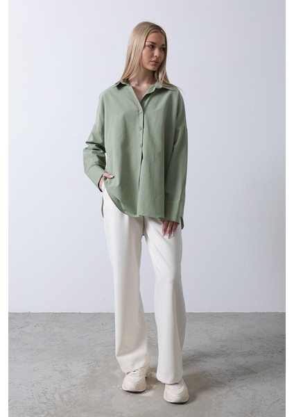 Runiquehome Geniş Manşet Detaylı Gömlek - Haki fiyatları