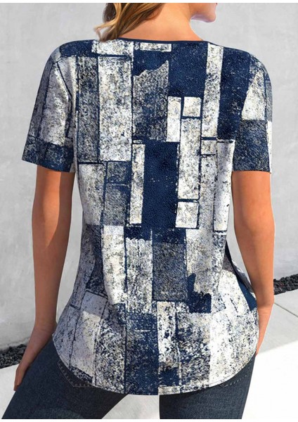 Runiquehome Kadın Kısa Kollu Yakası Bağcıklı Kuş Gözü Detay Süprem Bluz fiyatları