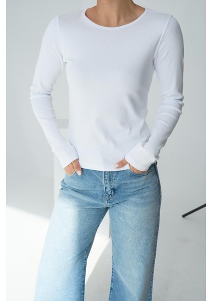 Runiquehome Uzun Kol Örme Body - Beyaz modelleri