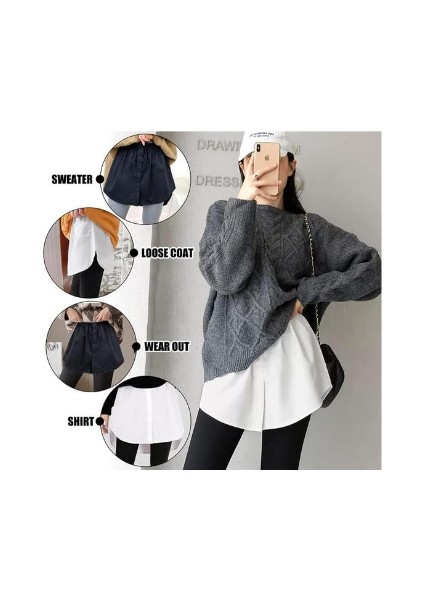 Runiquehome Lastikli Düğmeli Kurtarıcı Gömlek Altı Eteklik -Beyaz