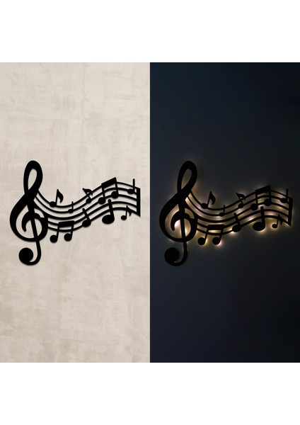 LED Işıklı Sol Anahtarı ve Notalar Müzik Temalı Tablo Duvar Dekorlu Gece Lambası fiyatları
