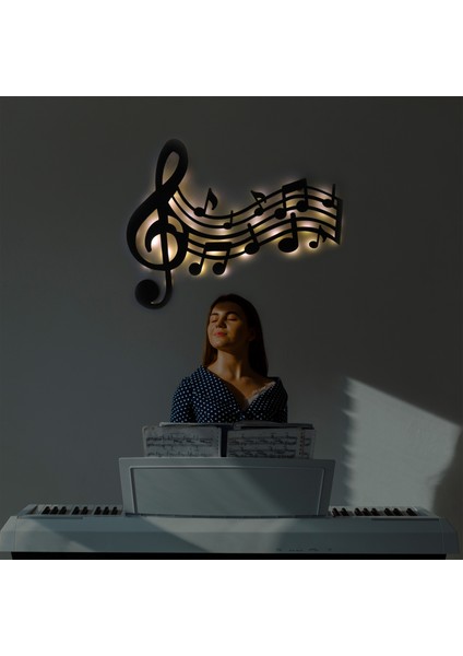 LED Işıklı Sol Anahtarı ve Notalar Müzik Temalı Tablo Duvar Dekorlu Gece Lambası indirimleri
