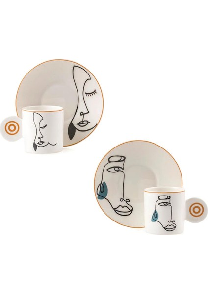 Lcw Baskılı 2 Kişilik Porselen Kahve Fincan Takımı 80 ml (W5) fırsatları