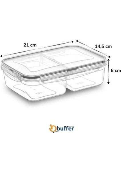 2 Bölmeli Sızdırmaz Contalı Kilitli Kapaklı 1 Litre Erzak Saklama Kabı -LC505 fırsatları