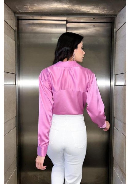 Runiquehome Pembe Saten Gömlek modelleri