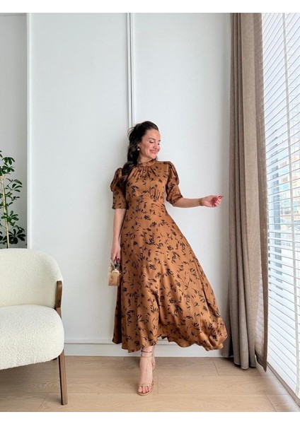 Runiquehome Moccah Yakası Bağlama Detaylı Elbise