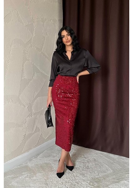 Runiquehome Bordo Pulpayetli Parlak Etek fiyatları