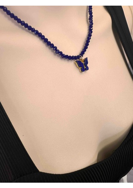 Kristal Cam Boncuklu Kolye , Kelebekli Kolye , Kelebek Figürlü Kristal Kolye fiyatları