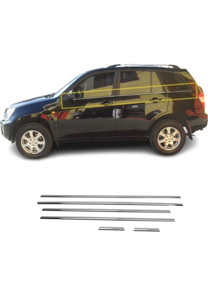 Chery Tiggo Uyumlu Cam Çıtası 6 Parça 2008 Üzeri paslanmaz Krom fiyatları