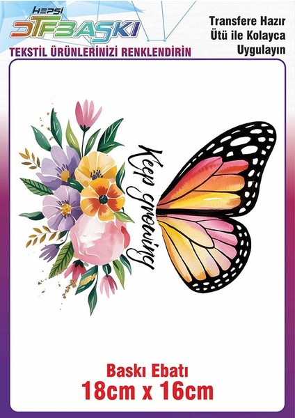 Kelebek Ütü ile Yapışan Kumaş Tekstil Tişört Dtf Baskı