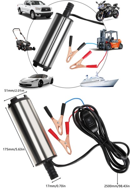 Profesyonel Mini Dalgıç Transfer Pompası – 12V/24V Uyumlu Mazot Sıvı Yağ Süt Aktarma Paslanmaz