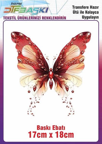 Kelebek Ütü ile Yapışan Kumaş Tekstil Tişört Dtf Baskı