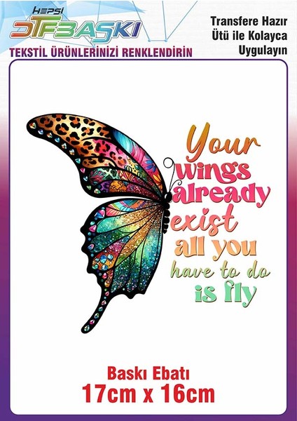 Kelebek Ütü ile Yapışan Kumaş Tekstil Tişört Dtf Baskı