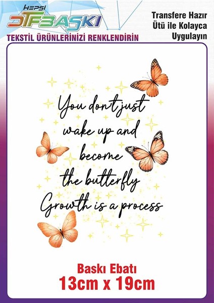 Kelebek Ütü ile Yapışan Kumaş Tekstil Tişört Dtf Baskı