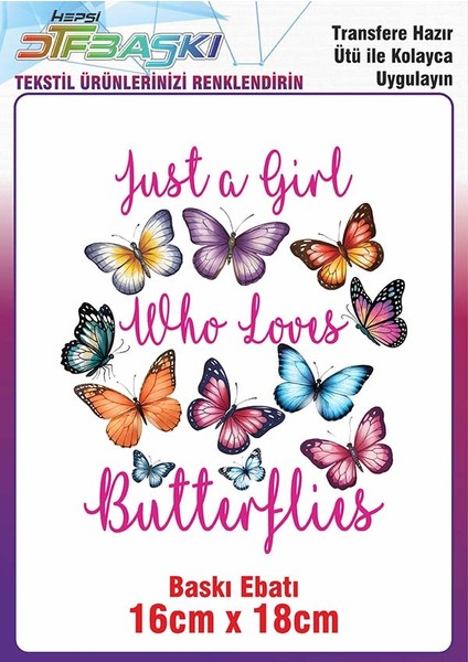 Kelebek Ütü ile Yapışan Kumaş Tekstil Tişört Dtf Baskı
