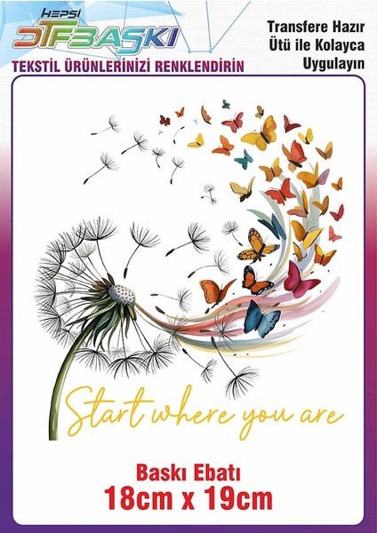 Kelebek Ütü ile Yapışan Kumaş Tekstil Tişört Dtf Baskı