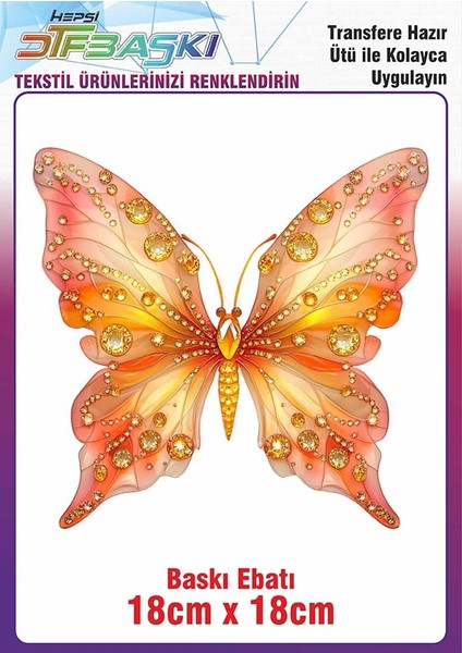 Kelebek Ütü ile Yapışan Kumaş Tekstil Tişört Dtf Baskı