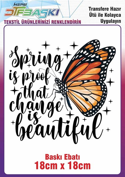 Kelebek Ütü ile Yapışan Kumaş Tekstil Tişört Dtf Baskı