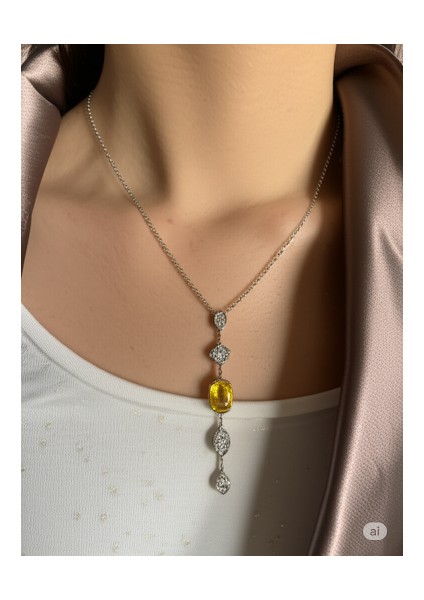 Sarı Taşlı Y Kolye
