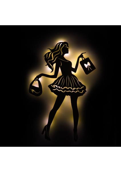 LED Işıklı Kişiselleştirilebilir Kadın Temalı Tablo Laura Dekoratif Gece Lambası