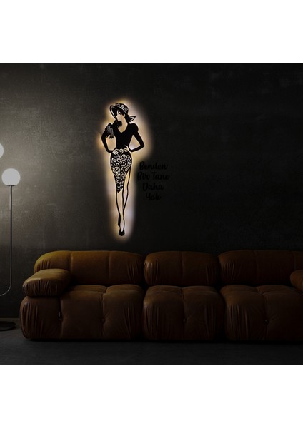 LED Işıklı Kişiselleştirilebilir Kadın Temalı Tablo Almira Dekoratif Gece Lambası