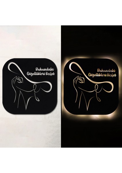 LED Işıklı Kişiselleştirilebilir Kadın Temalı Tablo Mila Dekoratif Gece Lambası