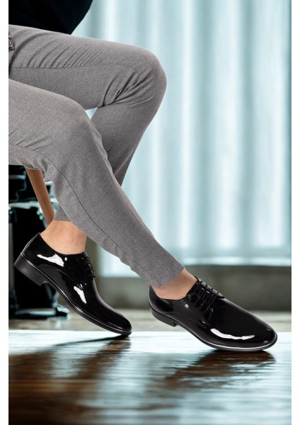 Siyah Rugan Erkek Ayakkabı Bağcıklı Tasarım fiyatları