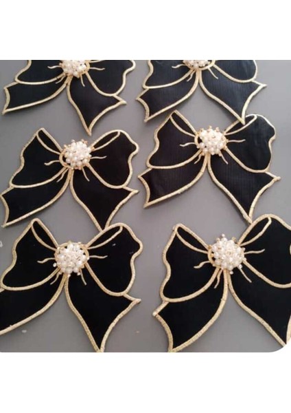 6 Adet Boncuklu Fiyonk Kahve Sunum Mendili, Servis Peçetesi, Kokteyl Peçetesi