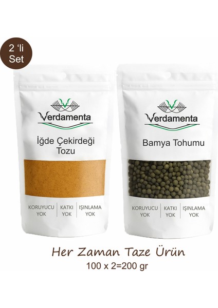 Bamya Tohumlu ve Iğde Çekirdeği Tozlu Sağlıklı Ikili Set 100 x 2 gr