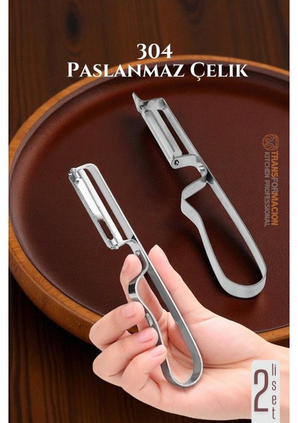 Soyacak Seti- Sebze Soyacağı Profesyonel Paslanmaz Çelik 2 Li Set 722013