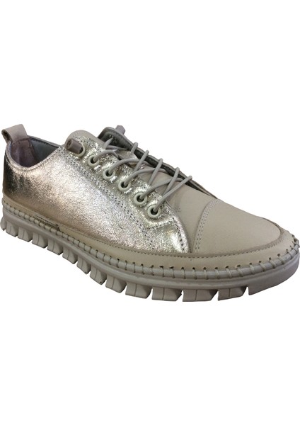 2010 Womenly Style Bej-Altın Kadın Günlük Ayakkabı % 100 Hakiki Deri fiyatları