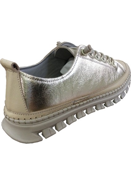 2010 Womenly Style Bej-Altın Kadın Günlük Ayakkabı % 100 Hakiki Deri fırsatları