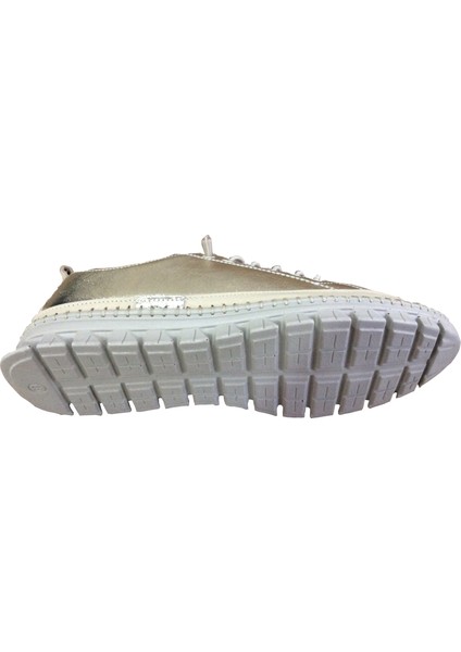 2010 Womenly Style Bej-Altın Kadın Günlük Ayakkabı % 100 Hakiki Deri indirimleri