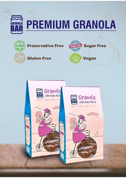 Granolabar Granola Chocolate Berry- Glutensiz 2*300GR 600 gr