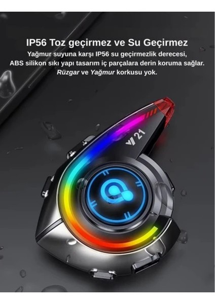 Y21 Intercom Bluetooth Motosiklet Kask Kulaklığı Rgb Işık Efektli Intercom Kulaklık fırsatları