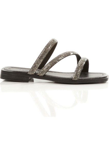 MİA026-1610 Kadın Günlük Taşlı Bantlı Platin Tatil Terliği fırsatları