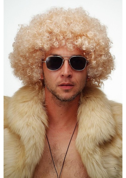 Altın Renk Kıvırcık Afro Bonus Peruk Saç Parti Peruğu Platin Gold modelleri