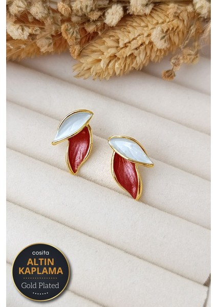 Vintage Gül Kurusu Altın Kaplama Yaprak Küpe fiyatları